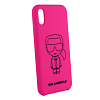 Фото — Чехол для смартфона Lagerfeld для iPhone XR Liquid silicone Ikonik outlines Hard Pink/Black